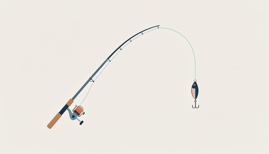 Fly rod and fly line arranged to suggest balanced weight on a natural log near a stream